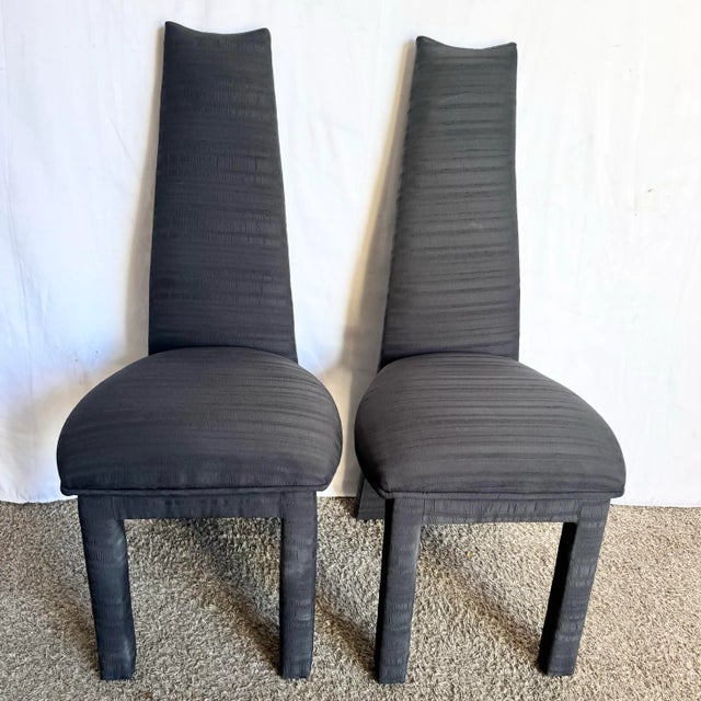 Postmodern Sculpted High Back Black Fabric Dining Chairs - Set of 4 For Sale In Miami - Image 6 of 10