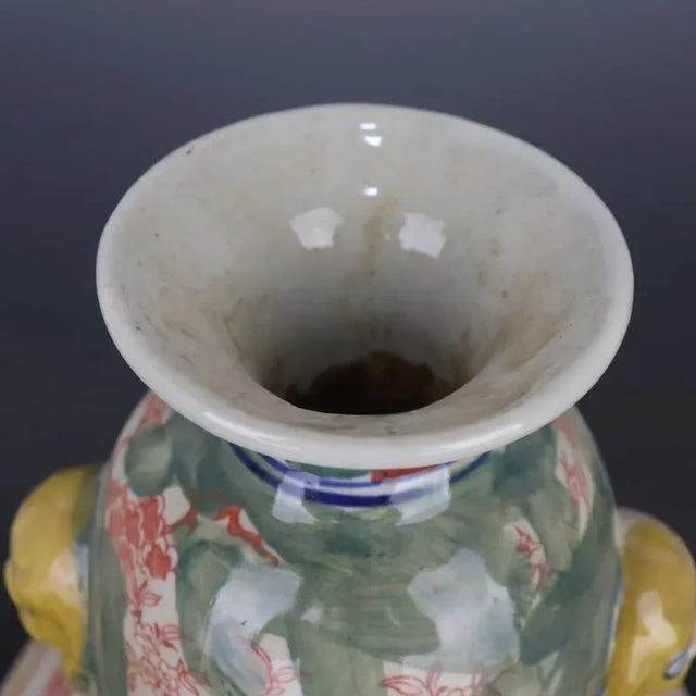 H-38cm,W-24cm This vintage Blue and White Famille Verte Porcelain Gourd Vase features hand-painted general figures,...