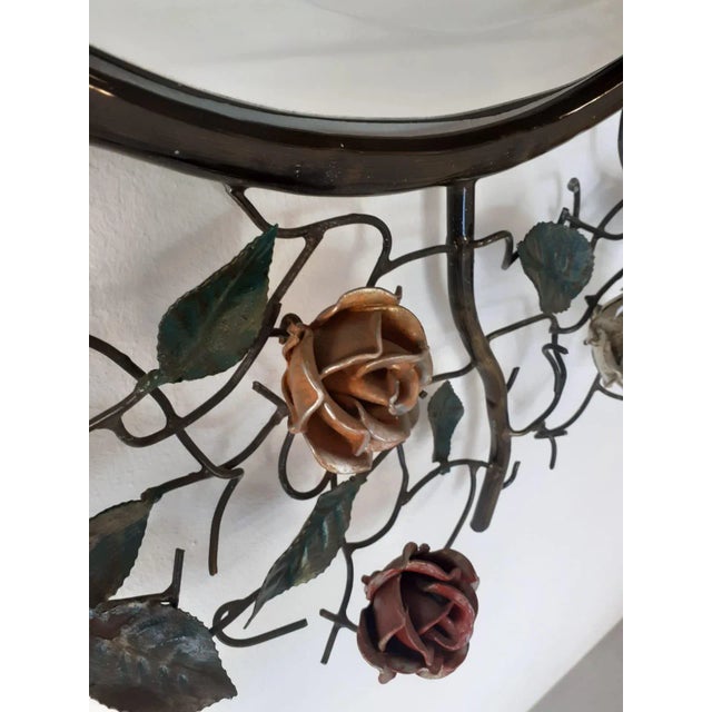 1970s Vintage Rose Brass Mirror For Sale - Image 5 of 9