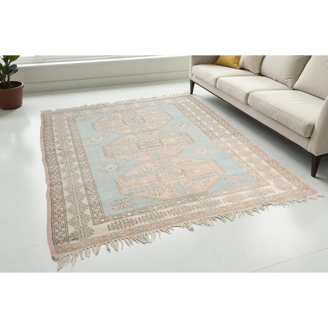Home Living Tribal Vintage Turkish Rug For Sale - Image 4 of 10