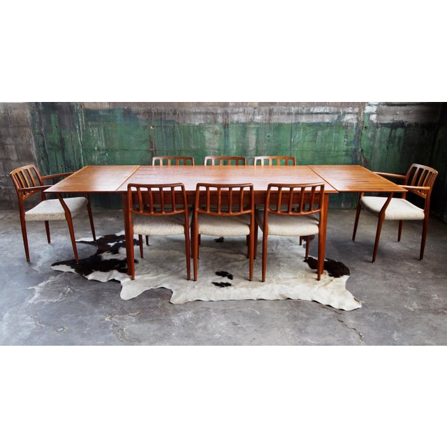 1960s Mid Century Danish Modern 8 Foot Teak Draw Leaf Table For Sale - Image 11 of 14