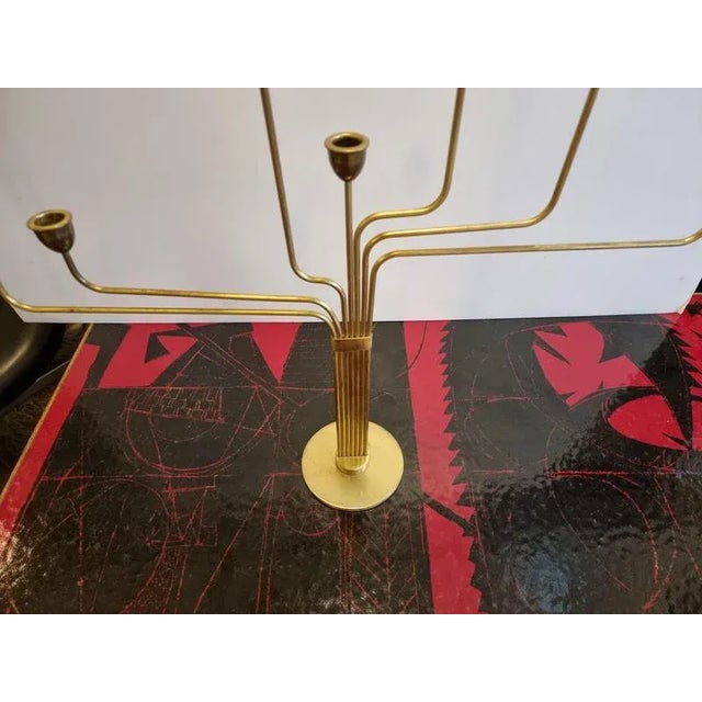 Vintage Danish Candelabra in Brass by Piet Hein, 1950s For Sale - Image 5 of 6