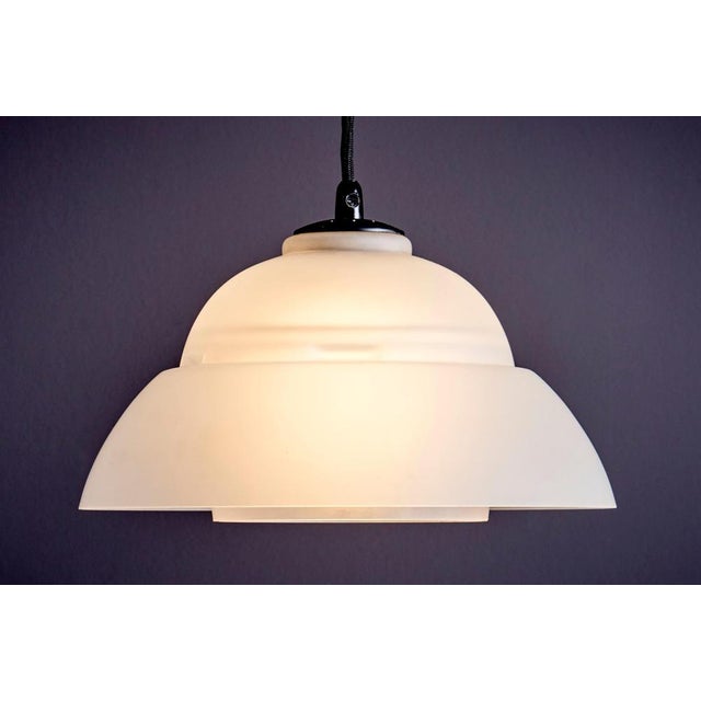 Vintage Frosted Glass Pendant, 1930s For Sale - Image 6 of 11