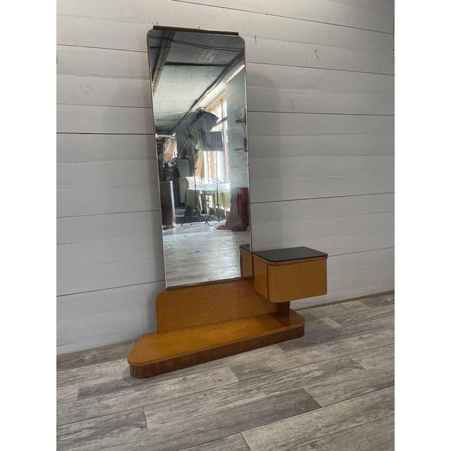 1930s Vintage Art Deco Dressing Mirror with Black Opaline Glass by U.P Zavody in Brno, Czech Republic, 1930 For Sale - Image 5 of 5