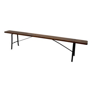 Antique Bench in Wood and Wrought Iron, 1950s For Sale