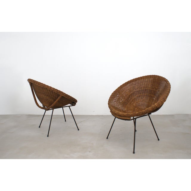 Wicker Armchairs, Italy, 1960s, Set of 2 For Sale - Image 4 of 4