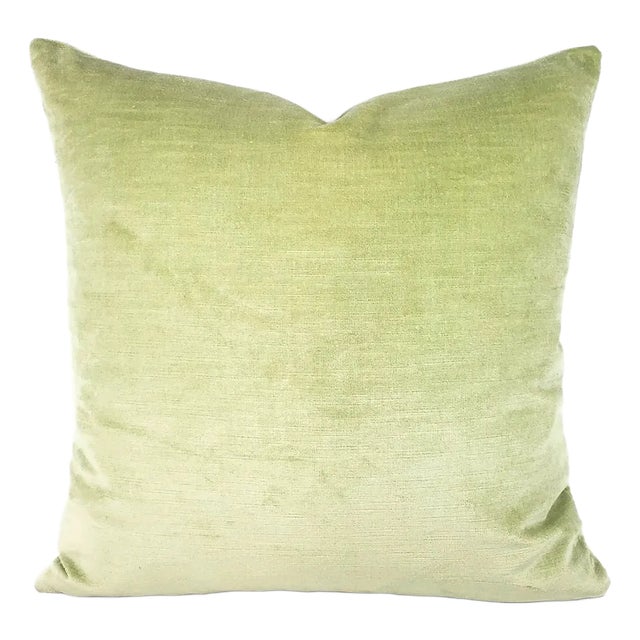 Glant Textiles Symphony Velvet in Leaf Pillow Cover - 20” X 20” Apple Green Textured Velvet Cushion Case For Sale