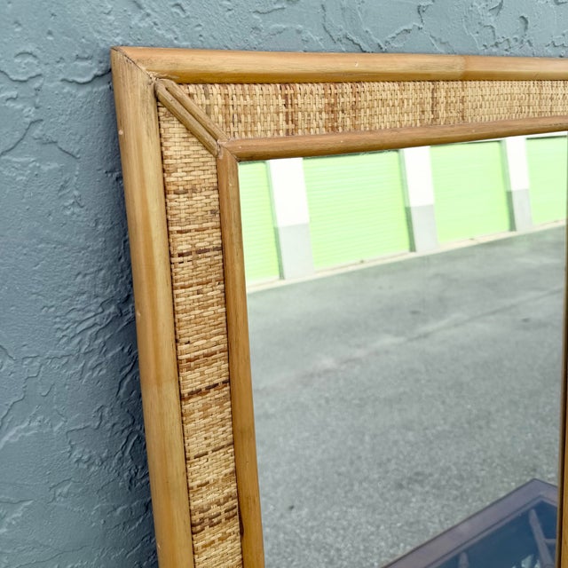 Boho Chic Boho Chic Wicker and Rattan Wall Mirror For Sale - Image 3 of 6