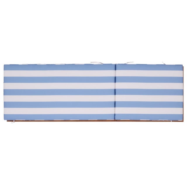 White Sophie Chaise Lounge, Natural/Baby Blue Stripe For Sale - Image 8 of 12