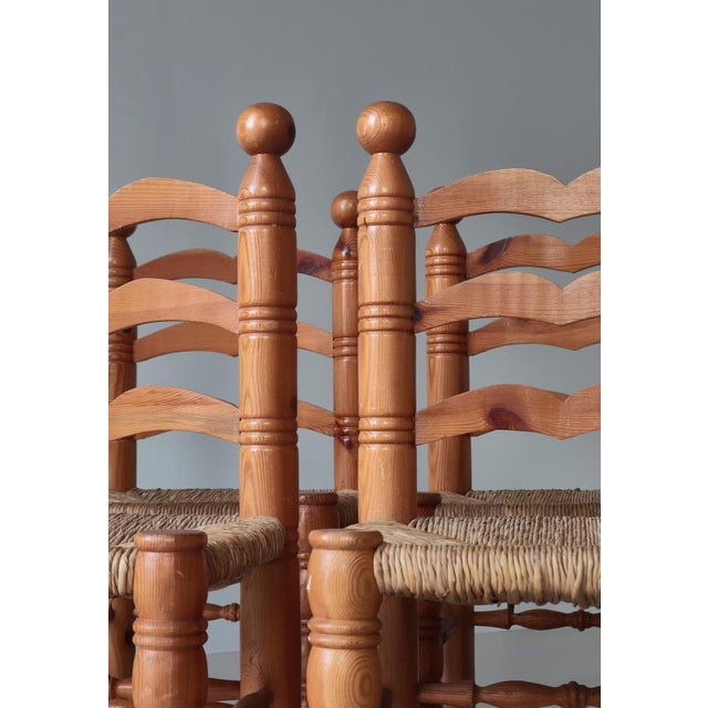 Brown Vintage Swedish Dining Chairs in Seagrass and Pinewood, 1970s, Set of 6 For Sale - Image 8 of 18