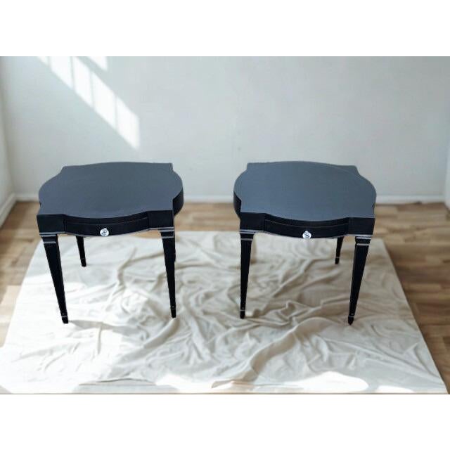 Wood Vintage Weiman Heirloom Hollywood Regency Black End Tables, Pair For Sale - Image 7 of 8