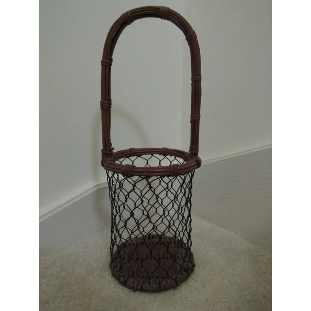 Wood Vintage 1970s Wine Bottle Basket Caddy Holder For Sale - Image 7 of 9