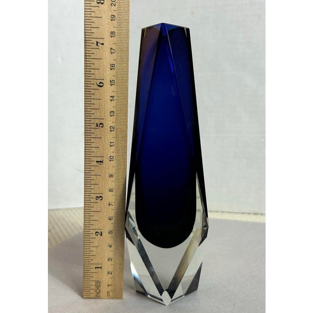 Mid 20th Century Vintage Mid Century Murano Cobalt Blue Glass Vase Attributed to Alessandro Mandruzzato For Sale - Image 5 of 8
