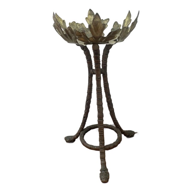 Antique Brass Bamboo Stylized Stand For Sale