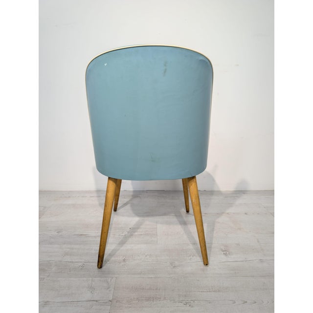 Vintage Blue Leather Armchair, 1950s For Sale - Image 10 of 14