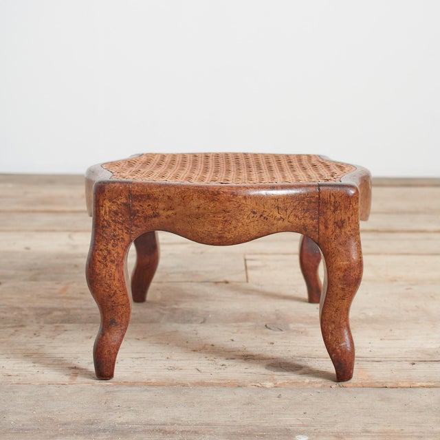 Antique French Cane Foot Stool For Sale - Image 5 of 6