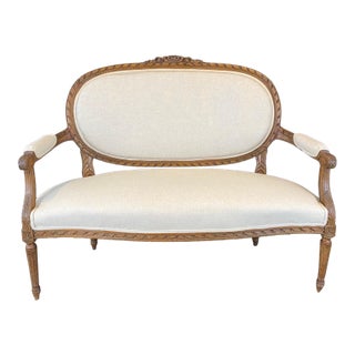 French Carved Walnut 19th Century Louis XVI Sofa, Settee or Loveseat For Sale