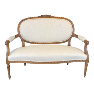 French Carved Walnut 19th Century Louis XVI Sofa, Settee or Loveseat