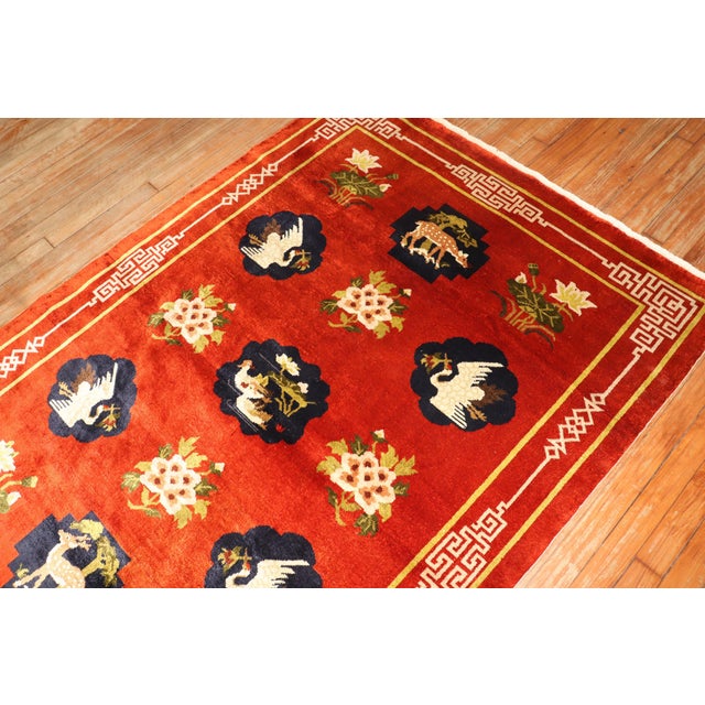 Late 20th Century Zabihi Collection Silk Chinese Pictorial Rug - 4'2" x 5'11" For Sale - Image 4 of 8