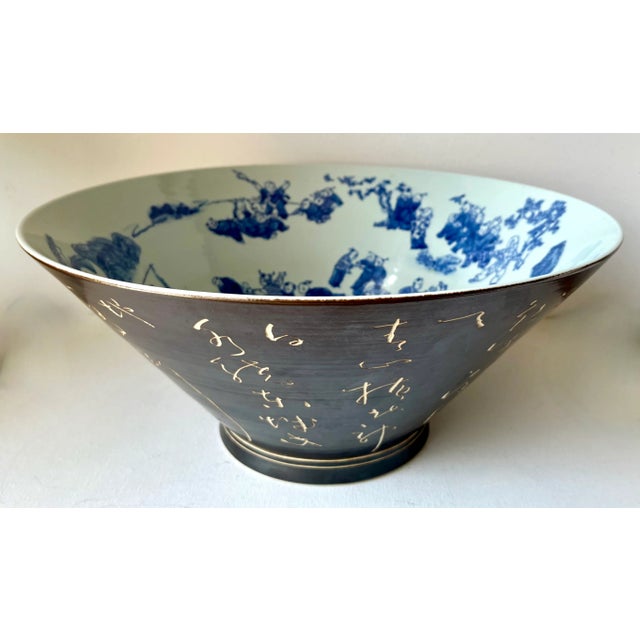 Ceramic Blue & White Chinoiserie 16" Bowl-Tozai Home For Sale - Image 7 of 10