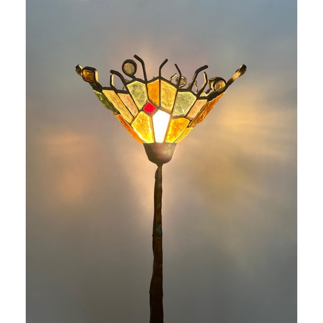 Art Glass Brutalist Iron Floor Lamp by Albano Poli for Poliarte, Italy ,1970s For Sale - Image 11 of 13