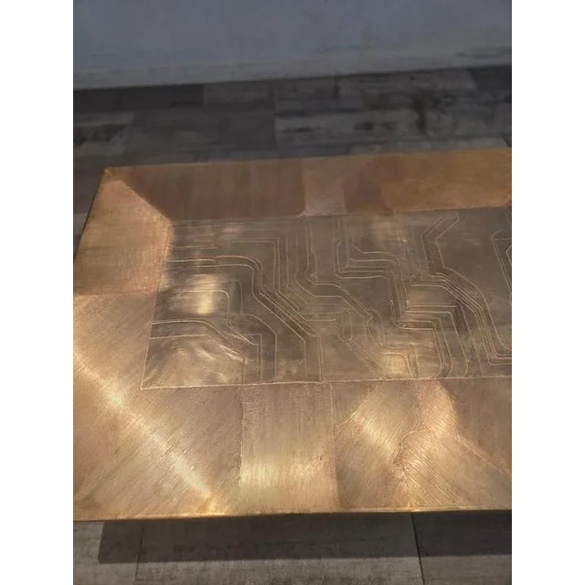 Brass Etched Coffee Table attributed to Nadie Jenatzy, 1970s For Sale - Image 4 of 13