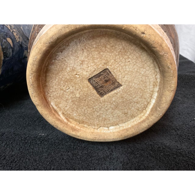 Antique 1800s Chinese Blue & White Vases W/Crackle Glaze - A Pair For Sale In Dallas - Image 6 of 12