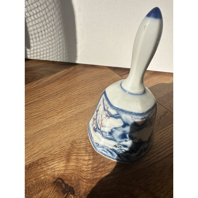 Small Vintage Blue and White Asian Ceramic Bell For Sale In Atlanta - Image 6 of 8