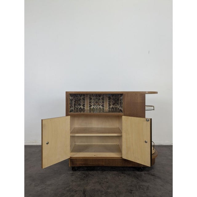 Serving Bar Cart in Oak and Sycamore Veneer, 1950s For Sale - Image 3 of 9