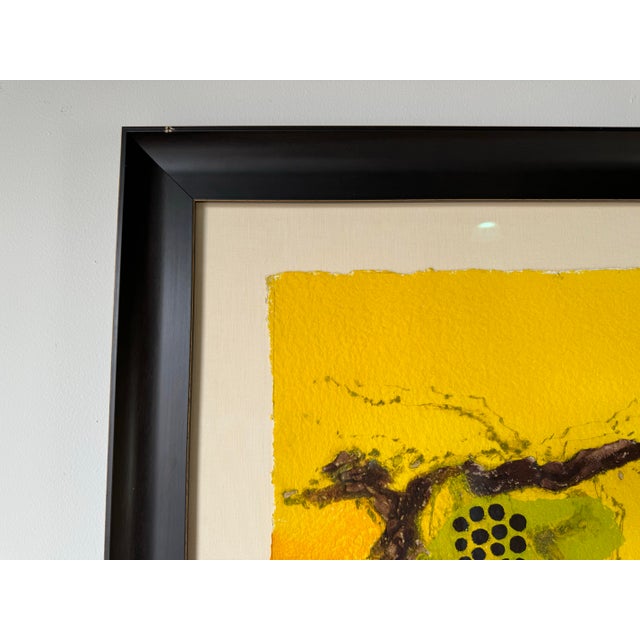Yellow Vintage Abstract Expressionist Acrylic Painting, Signed For Sale - Image 8 of 12
