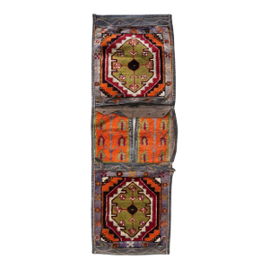 1940s, Handmade Vintage Persian Afshar Saddle Bag 1.3' X 4.1'