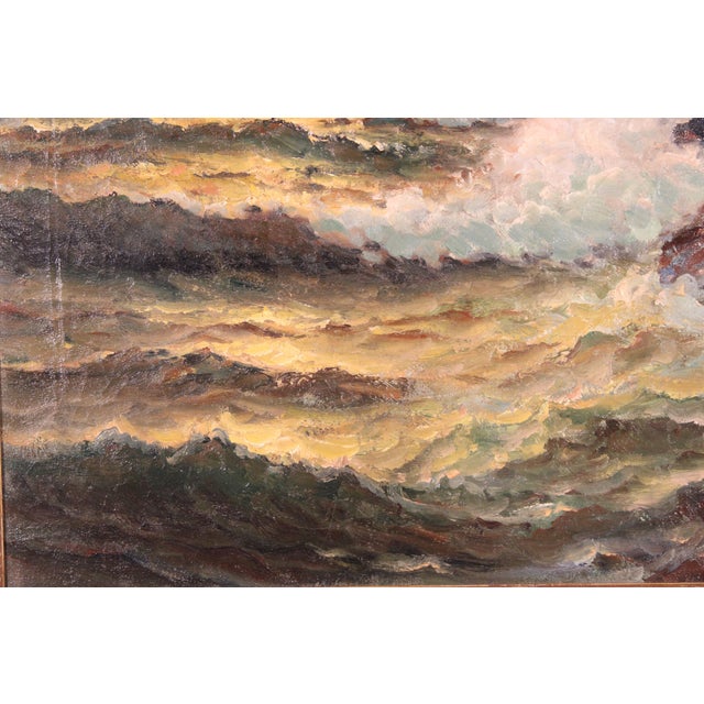 1930s Stormy Seascape Painting at Sunset by Richard Dey De Ribcowsky (1880-1936) For Sale - Image 5 of 12