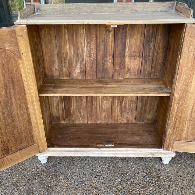 Antique Gustavian Bleached Two Door Buffet Cabinet with one fixed interior shelf and adorned with a gallery top. Nice tall...