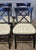 Set of 6 Pottery Barn Black X Back Dining Chairs With Green Striped Padded Seats For Sale In Cleveland - Image 6 of 13