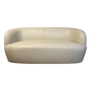 Cb2 X Goop Gwyneth Ivory Leather Loveseat For Sale