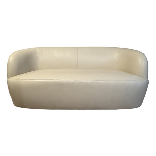 Cb2 X Goop Gwyneth Ivory Leather Loveseat For Sale