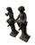 1980s Pair of Vintage European Style Cast Iron Seated Putti Statues on Fluted Pedestals For Sale - Image 5 of 12
