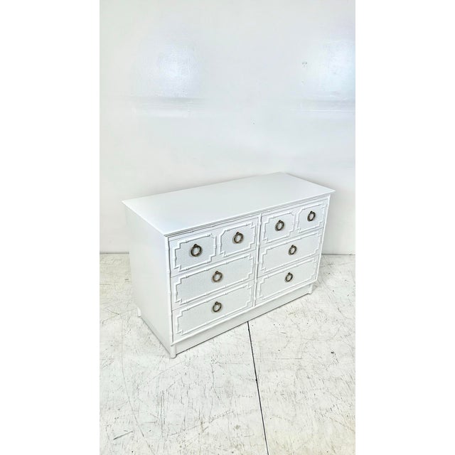 Vintage Lacquered Omega Faux Bamboo Chest of Drawers Dresser For Sale - Image 10 of 12