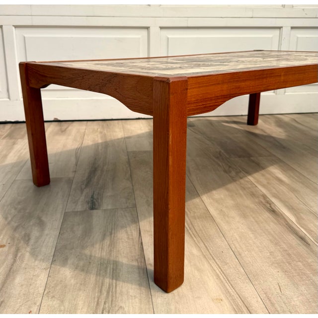 1960s 1960s Danish Modern Teak & Abstract Ceramic Tile Coffee Table Made in Denmark For Sale - Image 5 of 15