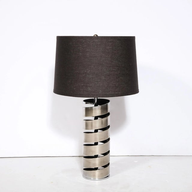Late 20th Century Late 20th Century Modernist Torqued Spiral Form Table Lamp in Satin Nickel For Sale - Image 5 of 13