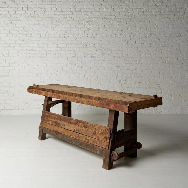 19th Century French Oak and Pine Carpenter's Workbench For Sale - Image 4 of 6