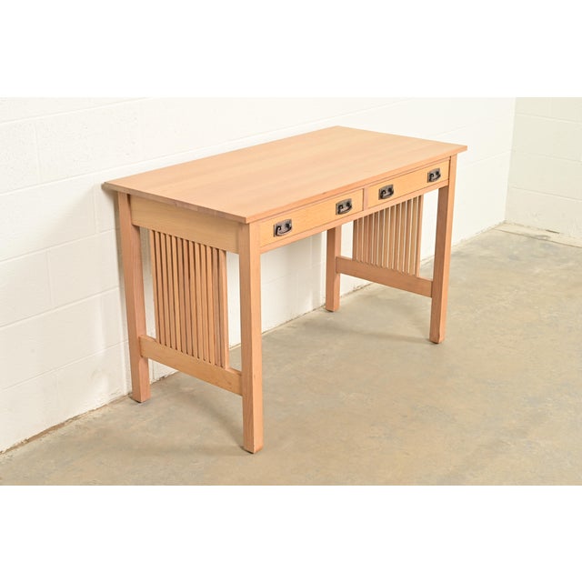 An exceptional Mission or Arts & Crafts spindle writing desk or library table By L. & J.G. Stickley USA, Circa Late 20th...