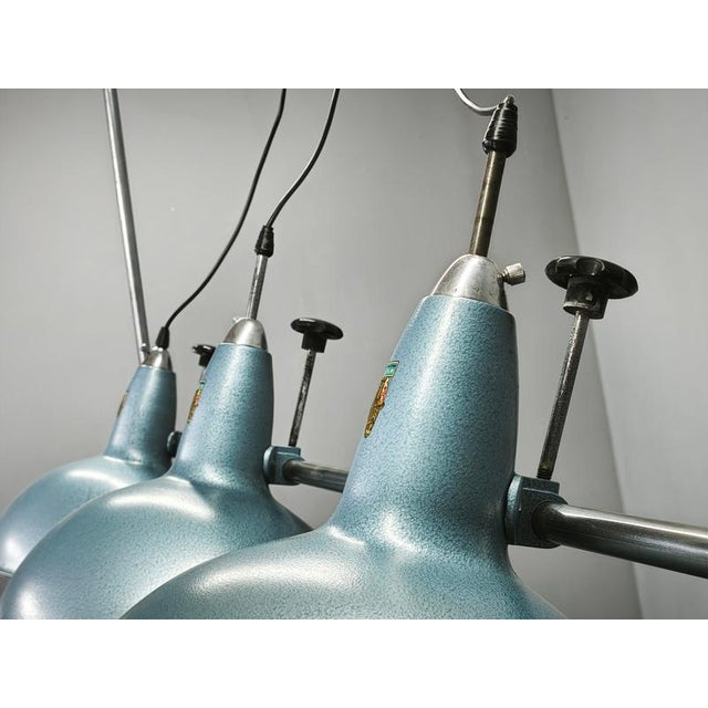 Italian Industrial 3-Light Chandelier from A.L.F Firenze, 1970s For Sale - Image 11 of 18