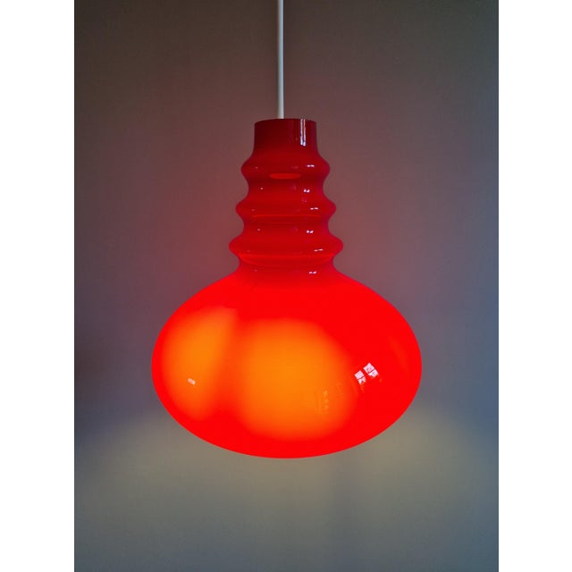 Space Age Pendant Lights in Red Opaline Glass from Peill & Putzler, 1970s, Set of 3 For Sale - Image 10 of 15
