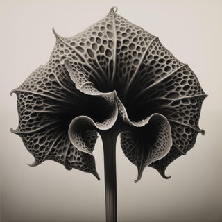 20' X 20' 'Asplenium Scolopendrium' Flower - Black and White Limited Edition Botanical Photography Print, Organic Modern, Unframed For Sale
