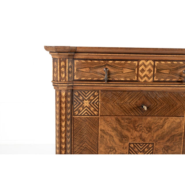 19th Century Italian Geometric Marquetry Secretaire Cabinet For Sale - Image 9 of 15