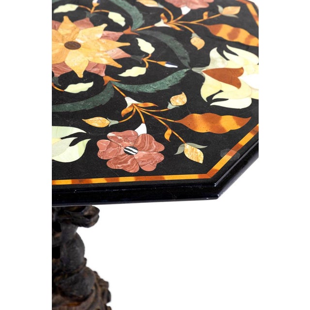 Italian Table with Pietra Dura Black Marble Top For Sale - Image 6 of 14