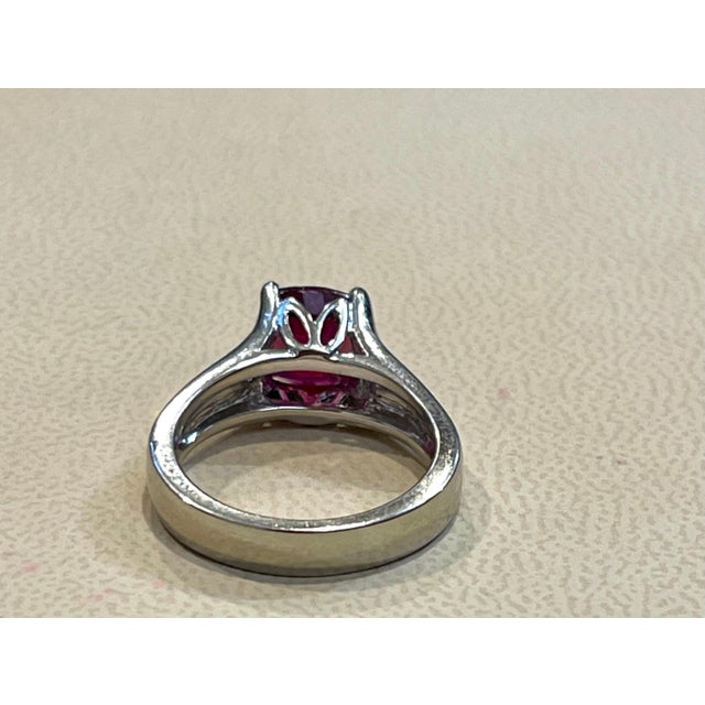 3.5 Carat Cushion Treated Ruby 14 Karat White Gold Ring For Sale - Image 12 of 18