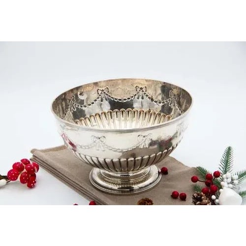 Embossed and Gummed Silver Fruit Bowl For Sale - Image 4 of 4