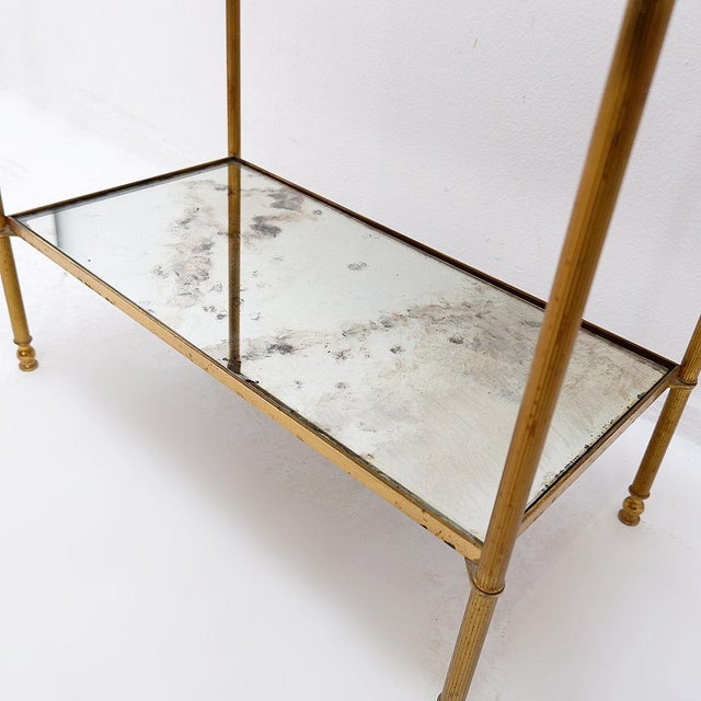 1950s French Two-Tier Side Table with Eglomise Glass Mirror from Maison Jansen, 1950s For Sale - Image 5 of 16